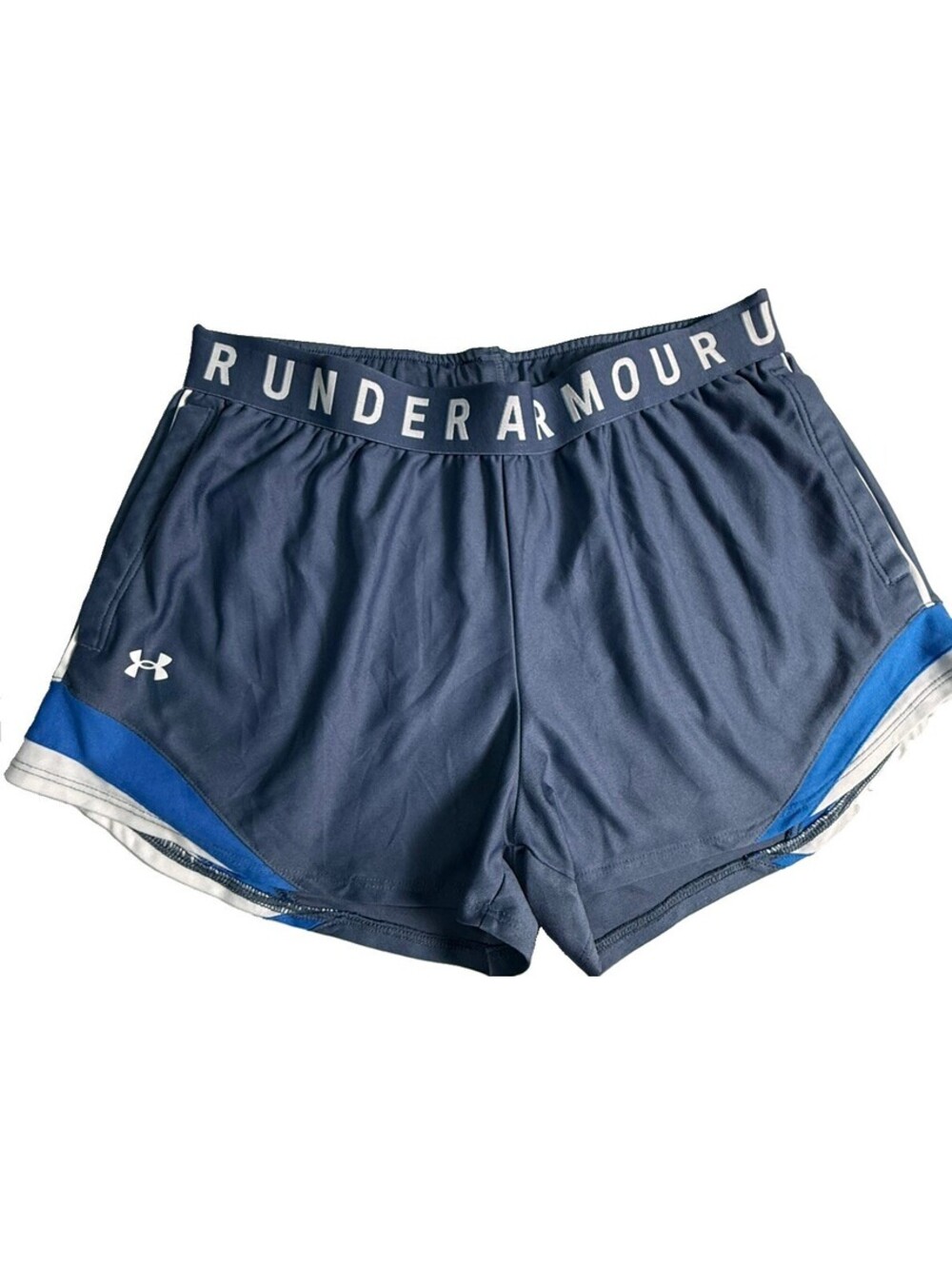Under Armour Running Shorts Women Large Blue Elastic Waist Stretch Lightweight